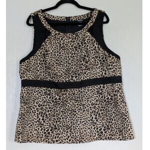 Torrid Blouse Size 3 (3X) Sleeveless Animal Print Plus Womens Leopard Officewear